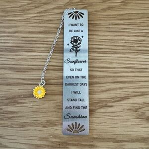 Sunflower Metal Bookmark with Charm